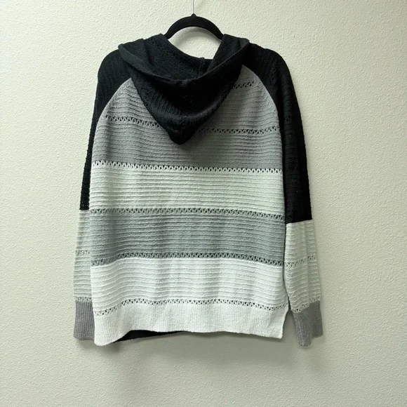 Black Gray Colorblock Zip Hoodie XL Knit Sweater Casual Fall Layer - Picture 5 of 7